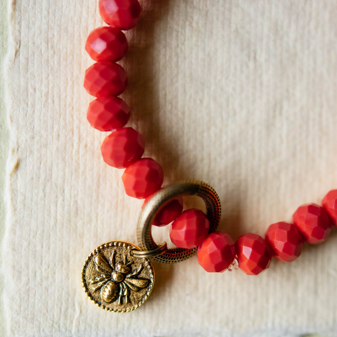 Crystal Bangle + Bee Charm Beaded Bangles Bella Vita Jewelry   