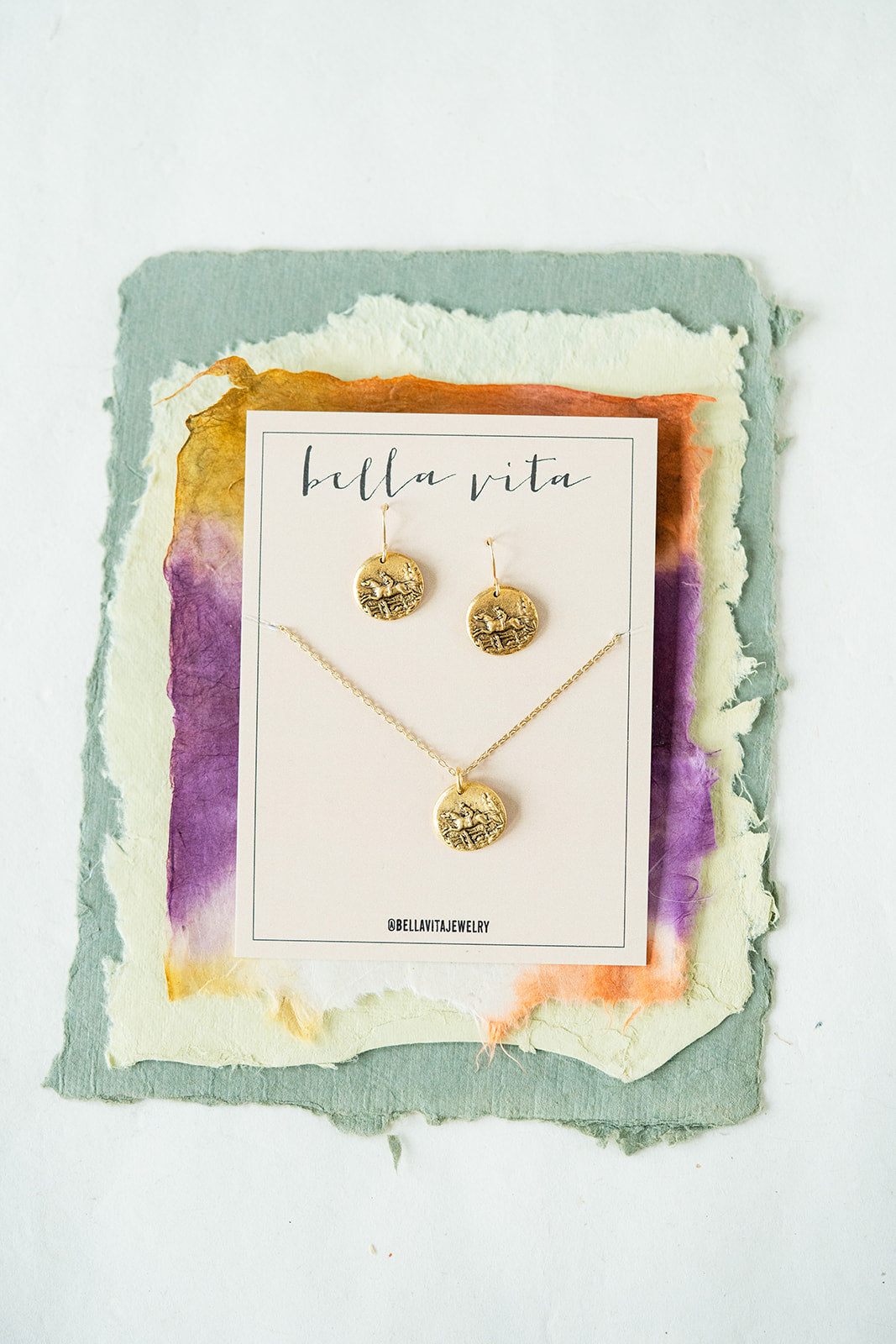 Bitty Buttons Necklace & Earring Gift Sets Charm + Pendant Necklaces Bella Vita Jewelry Pewter Set Horse 