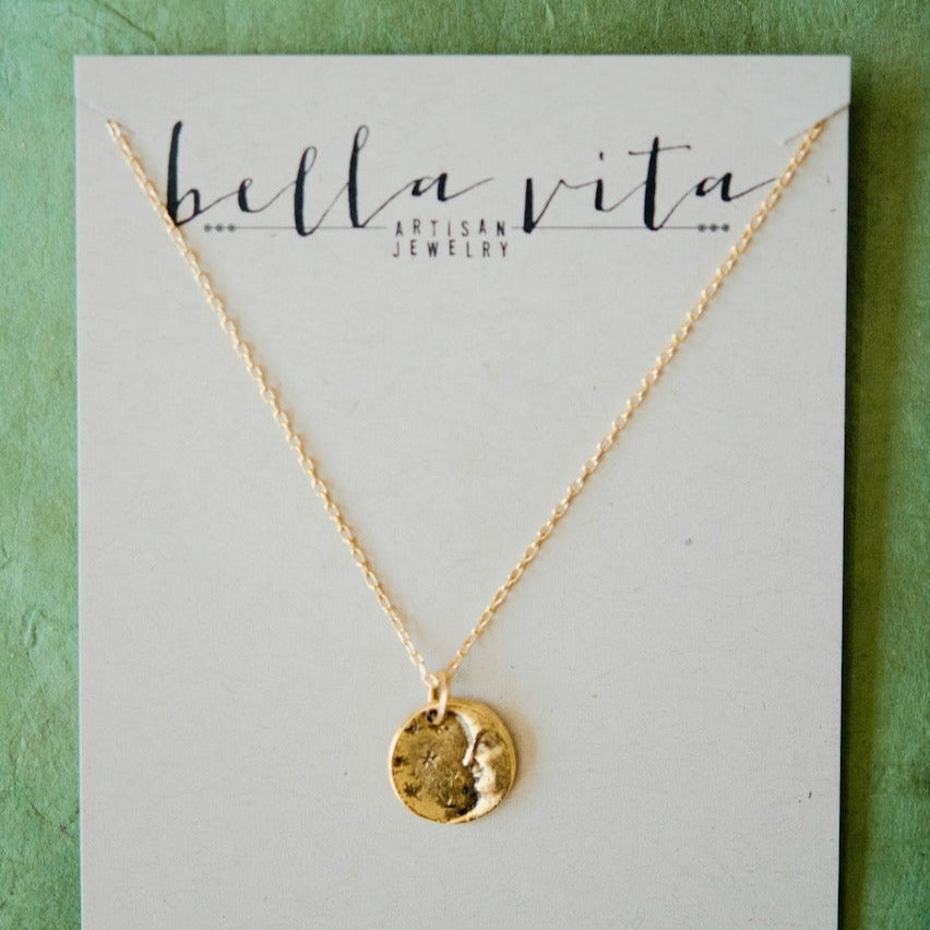 Bitty Buttons Moon & Stars Necklace Charm + Pendant Necklaces Bella Vita Jewelry   