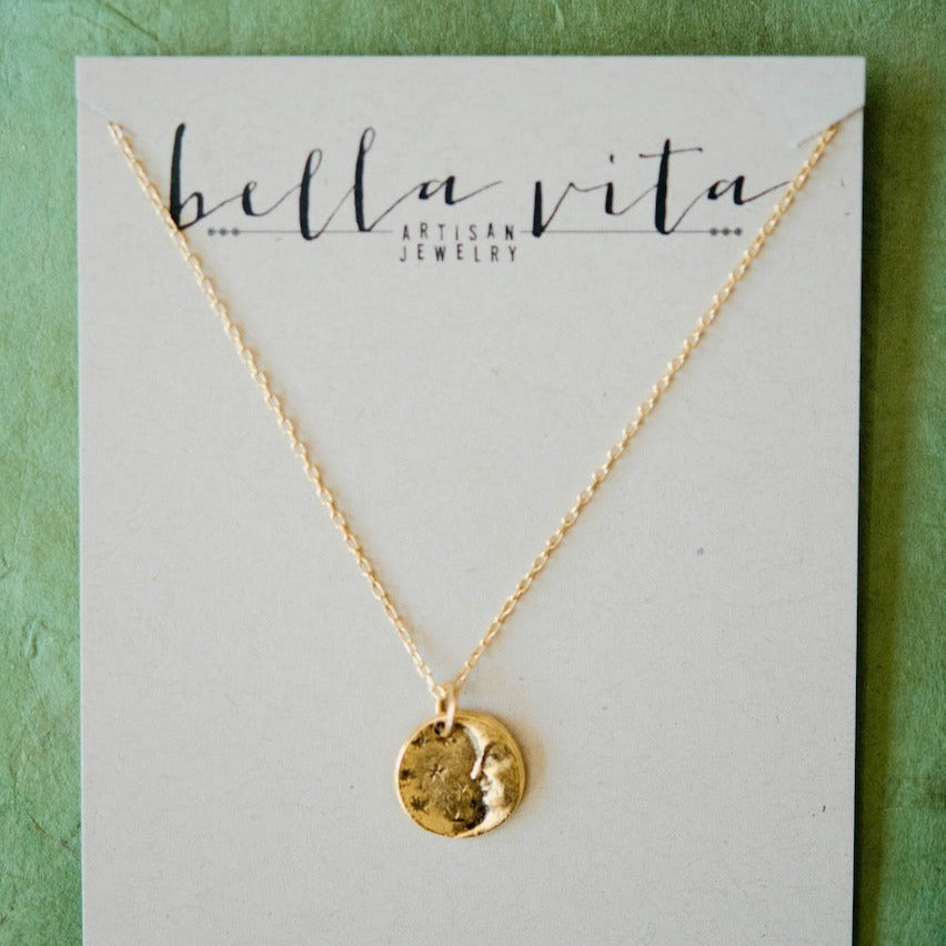 Tiny Token Moon & Stars Necklace Charm + Pendant Necklaces Bella Vita Jewelry   