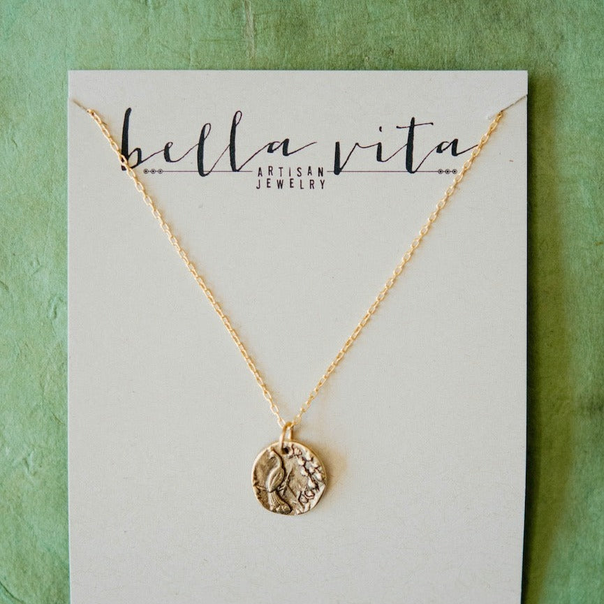 Tiny Token Peacock Necklace Charm + Pendant Necklaces Bella Vita Jewelry   