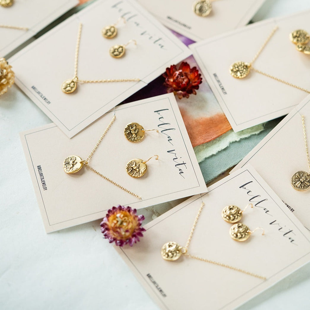 Bitty Buttons Necklace & Earring Gift Sets Charm + Pendant Necklaces Bella Vita Jewelry   