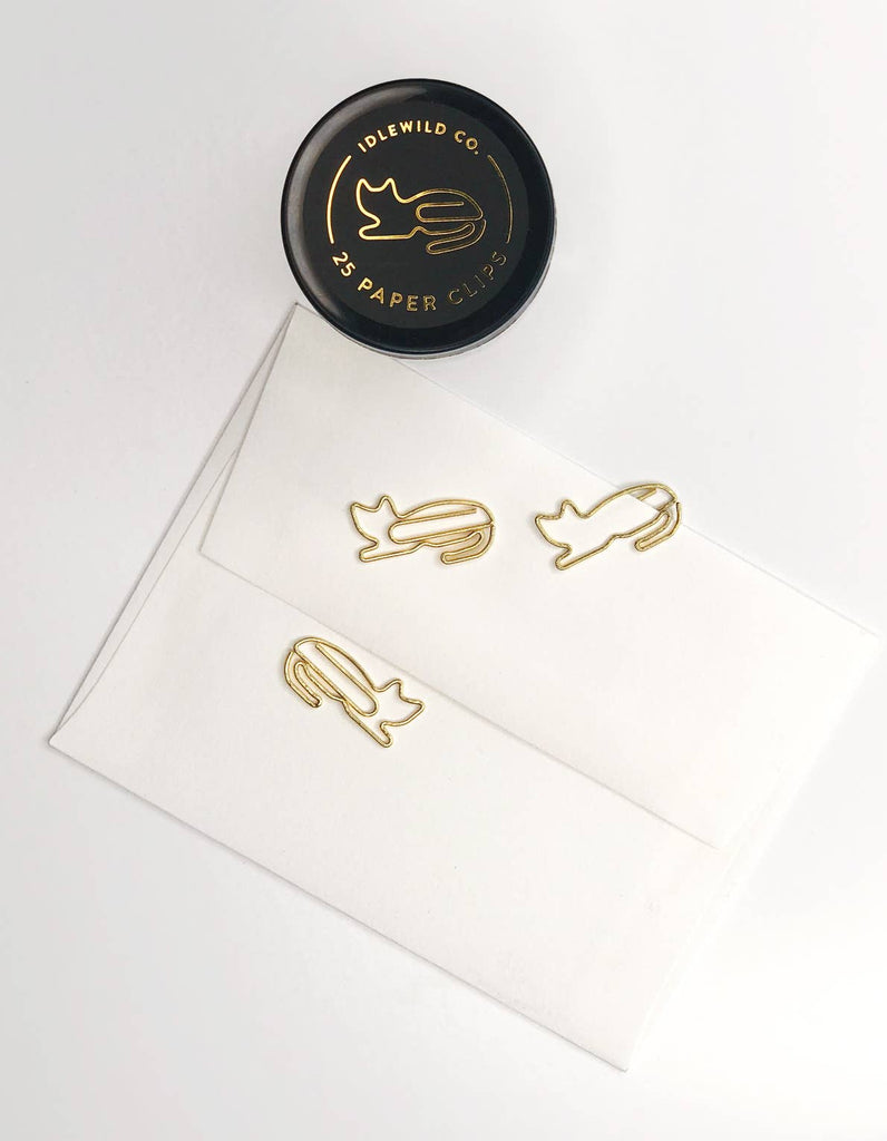 Cat Gold Plated Paper Clips  Idlewild Co.   