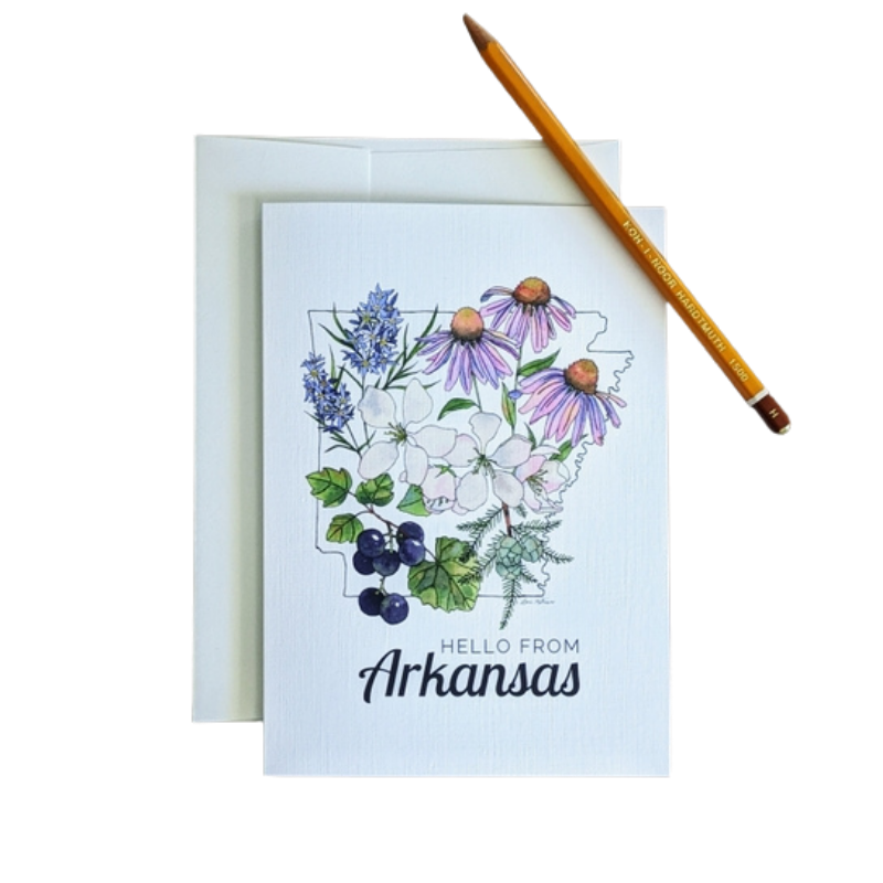 Arkansas Flowers Card Stationery + Pencils Papermill Creative   