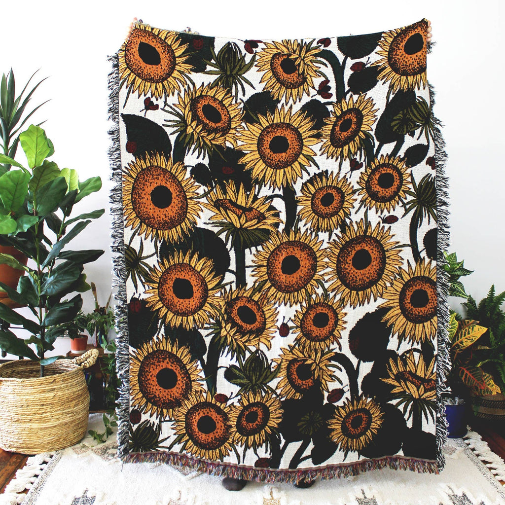 Sunflower & Ladybug Tapestry Blanket Home Accents Calhoun & Co.   