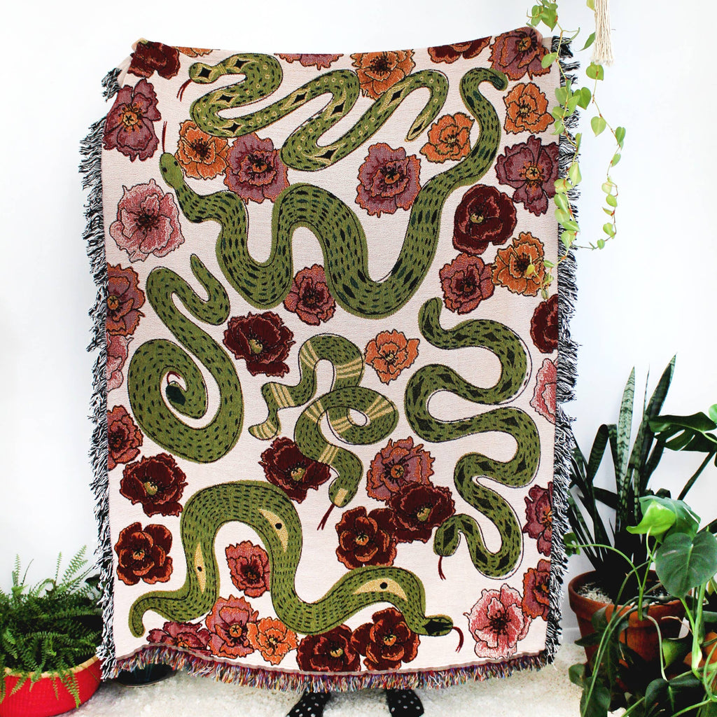 Snakes In The Poppy Field Tapestry Blanket Home Accents Calhoun & Co.   