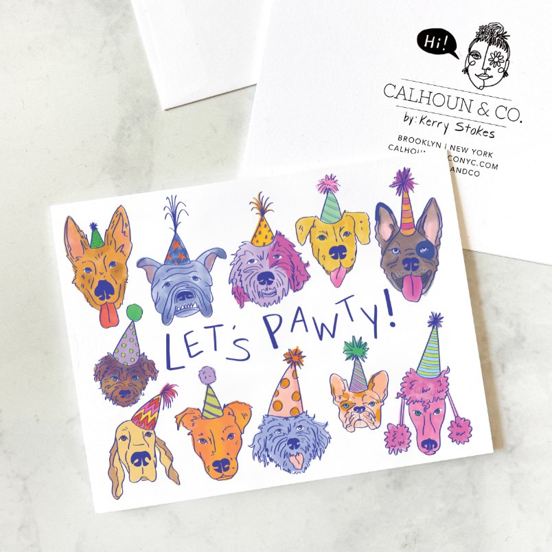 Pawty - Dog Birthday Greeting Card Stationery + Pencils Calhoun & Co.   