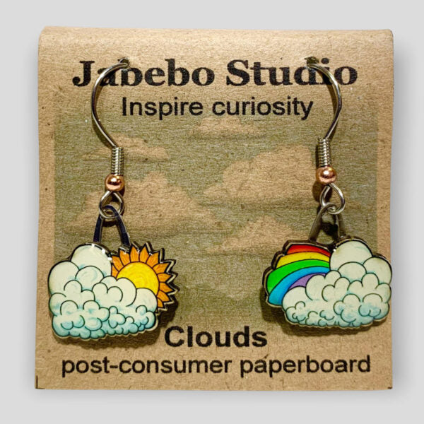Upcycled Nature Inspired Earrings Dangle Earrings Jabebo Clouds  